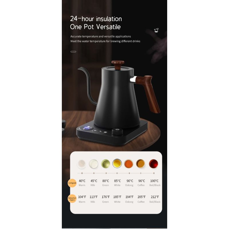 Elektrisk svanehals-kedel med realtids temperaturkontrol hurtig opvarmning præcis hældning sikkert design