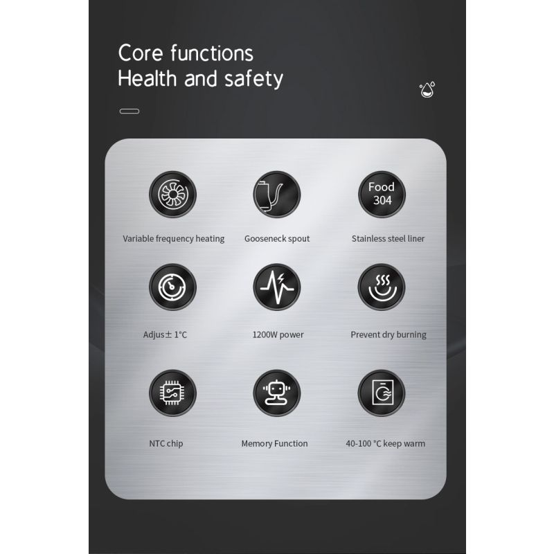 Elektrisk svanehals-kedel med realtids temperaturkontrol hurtig opvarmning præcis hældning sikkert design