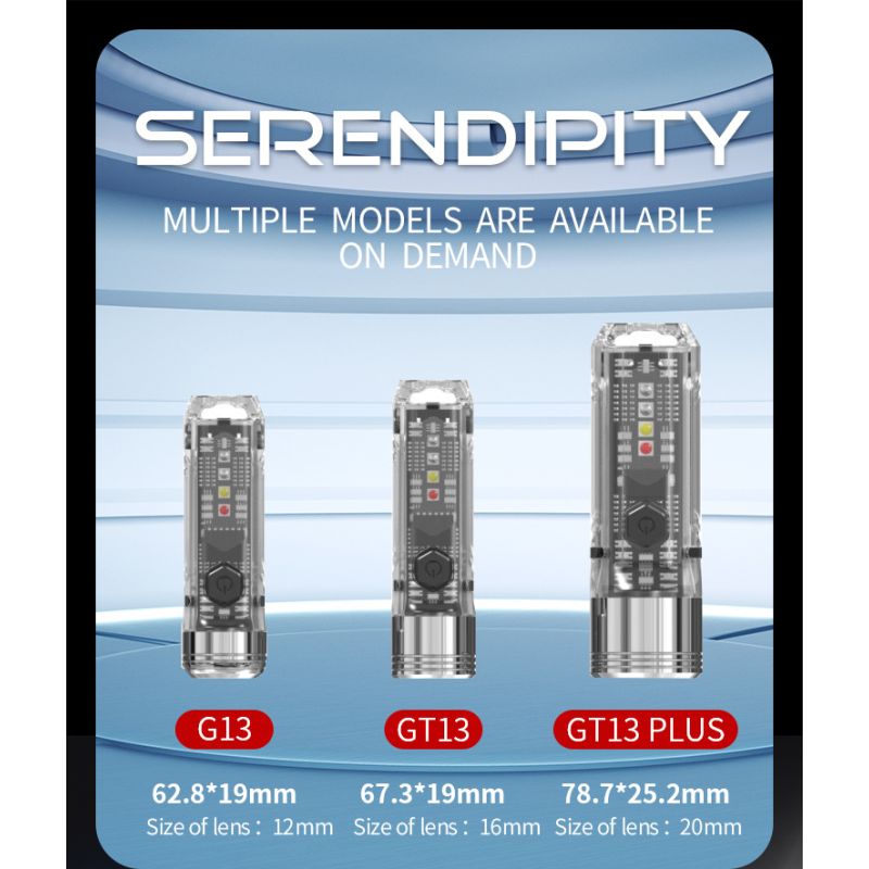 GT13 TIKI Mini nøglering lys USB-genopladelig 1000 lumen kompakt letvægts bærbar belysning til udendørs brug