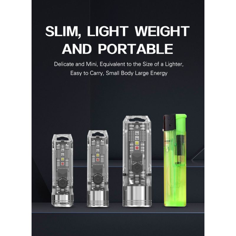 GT13 TIKI Mini nøglering lys USB-genopladelig 1000 lumen kompakt letvægts bærbar belysning til udendørs brug