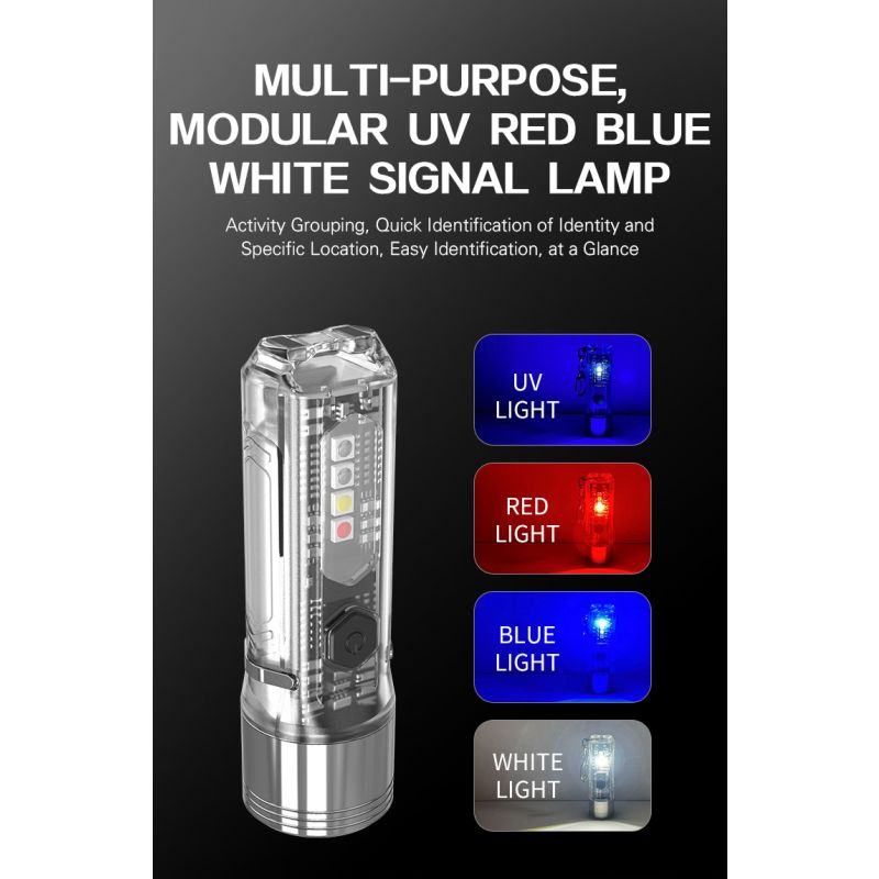 GT13 TIKI Mini nøglering lys USB-genopladelig 1000 lumen kompakt letvægts bærbar belysning til udendørs brug