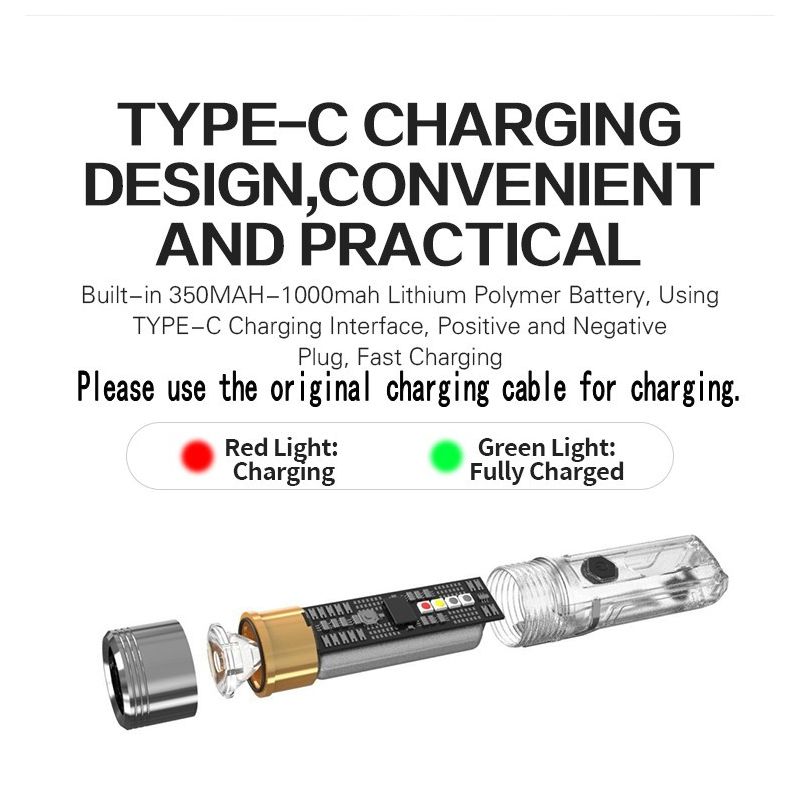 GT13 TIKI Mini nøglering lys USB-genopladelig 1000 lumen kompakt letvægts bærbar belysning til udendørs brug