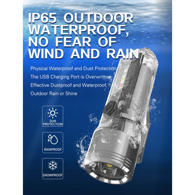 GT13 TIKI Mini nøglering lys USB-genopladelig 1000 lumen kompakt letvægts bærbar belysning til udendørs brug