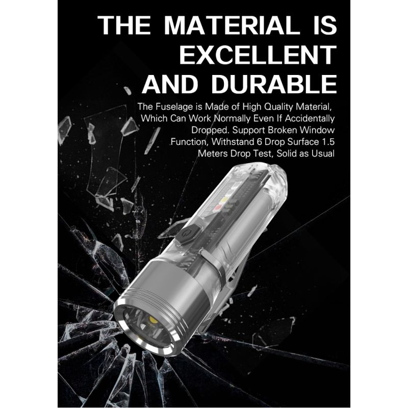 GT13 TIKI Mini nøglering lys USB-genopladelig 1000 lumen kompakt letvægts bærbar belysning til udendørs brug