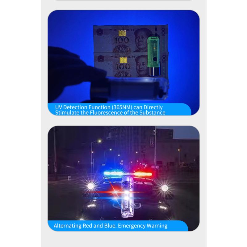 GT13 TIKI Mini nøglering lys USB-genopladelig 1000 lumen kompakt letvægts bærbar belysning til udendørs brug