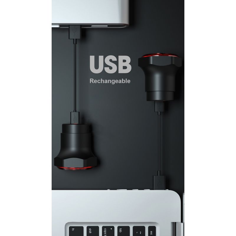 Smart cykelbaglygte med auto start stop USB opladning IPX6 vandtæt for cykel sikkerhed og synlighed