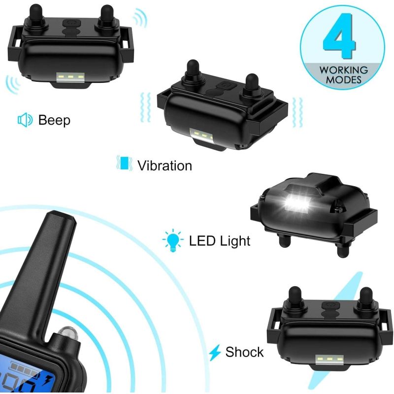 800m elektrisk hundetræningskrave med LCD skærm vandtæt genopladelig til effektiv udendørs hundelydighedstræning
