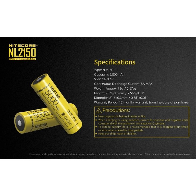 NITECORE NL2150 5000mAh 3.6V Li-ion Genopladeligt Højtydende Batteri til Udendørs og Professionelt Udstyr