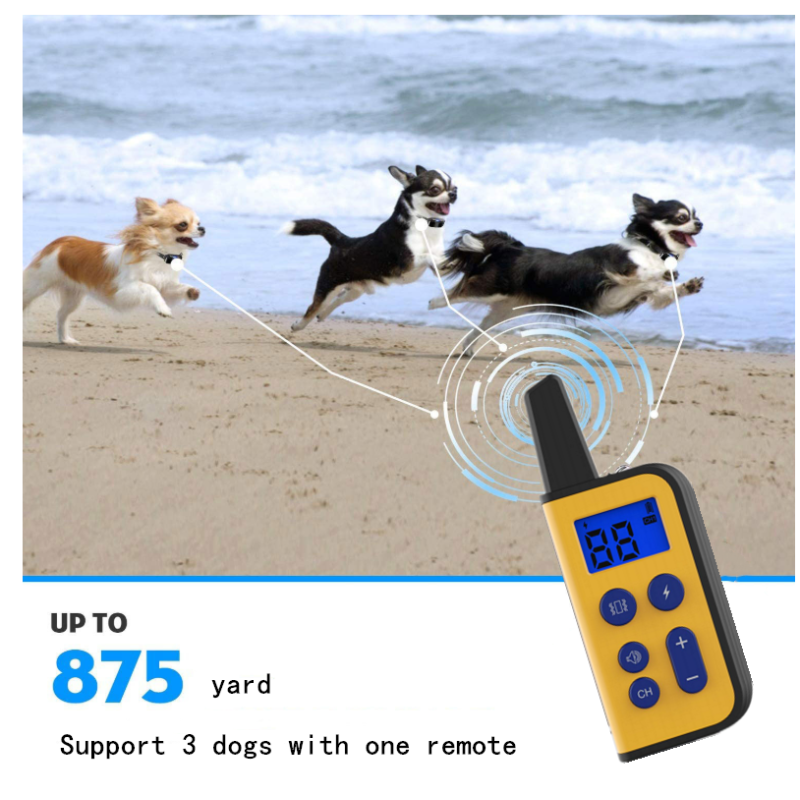 Ny 2020 elektrisk hundetræningskrave vandtæt 1000m rækkevidde fjernbetjening LCD-skærm tilpasselig træning