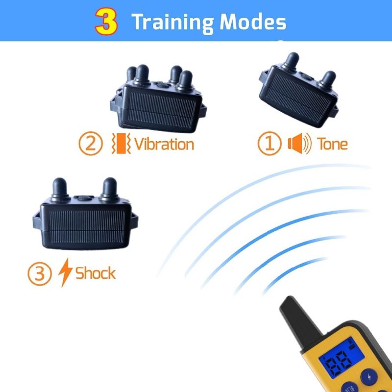 Ny 2020 elektrisk hundetræningskrave vandtæt 1000m rækkevidde fjernbetjening LCD-skærm tilpasselig træning