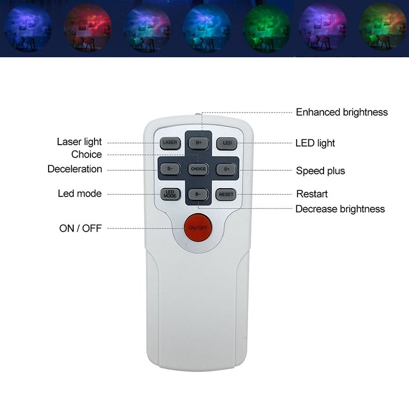 Natlys Laser Starry Sky Projector 7 Farver 360 Graders Rotation Perfekt Børnegave og Hjemmeindretning