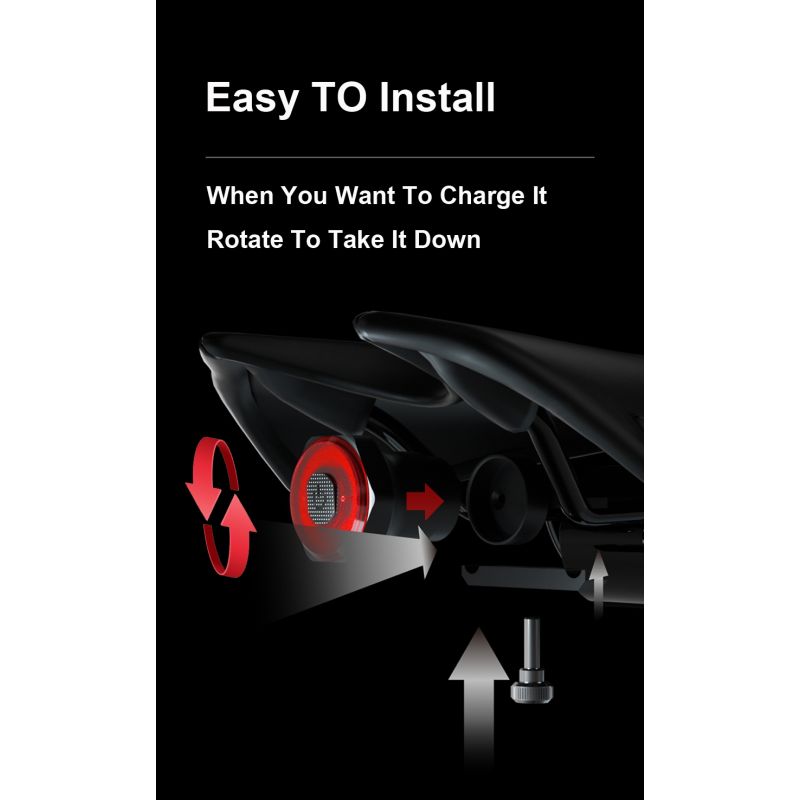 Smart cykelbaglygte med auto start stop USB opladning IPX6 vandtæt for cykel sikkerhed og synlighed