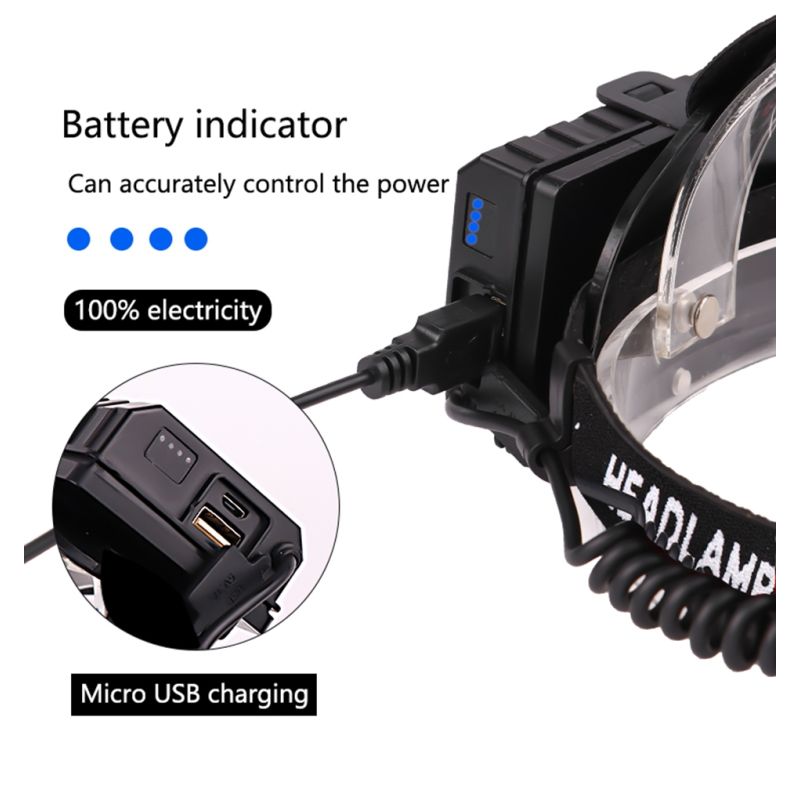 Mest kraftfulde XHP70 LED forlygte 8000 lumen USB genopladelig IPX5 vandtæt perfekt til natfiskeri