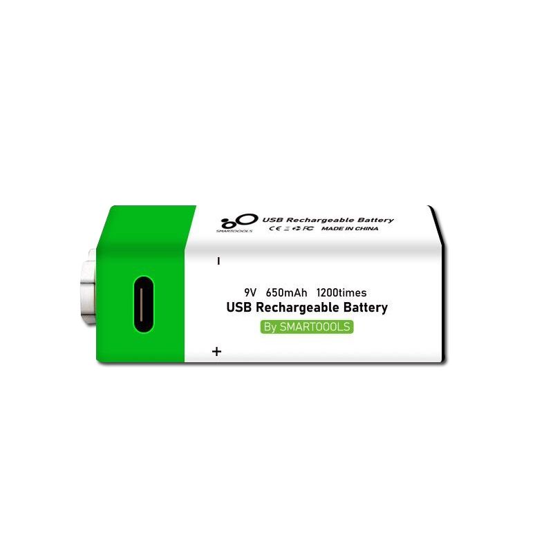 Miljøvenligt 9V 6F22 650mAh USB genopladeligt li-ion batteri til multimeter legetøj mikrofon og fjernbetjening