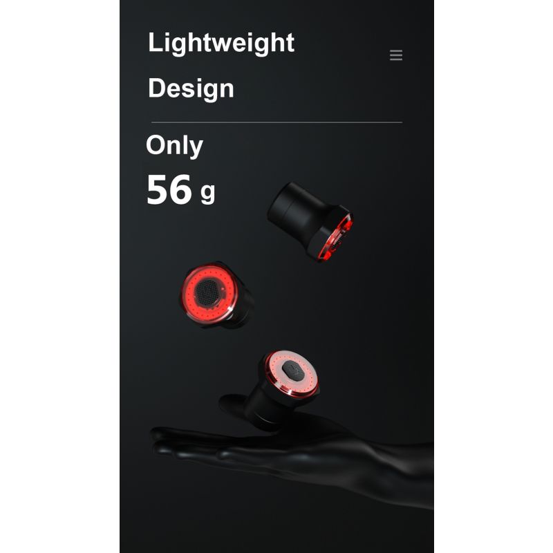 Smart cykelbaglygte med auto start stop USB opladning IPX6 vandtæt for cykel sikkerhed og synlighed