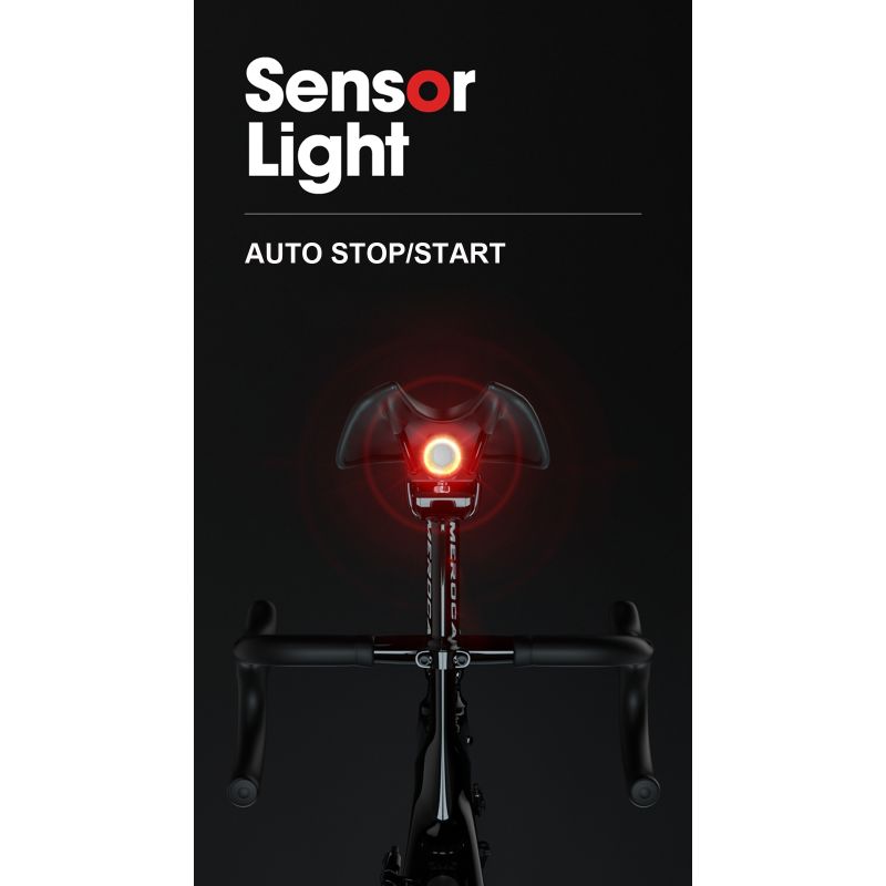 Smart cykelbaglygte med auto start stop USB opladning IPX6 vandtæt for cykel sikkerhed og synlighed