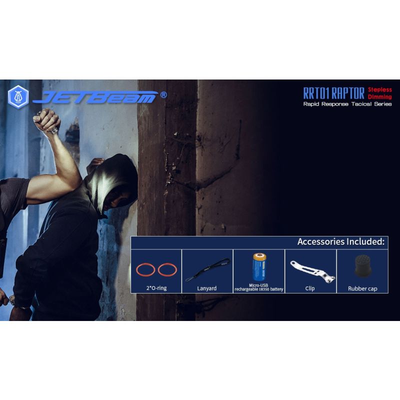 JETBeam JET-RRT01 XP-L 950 Lumen LED EDC lommelygte til udendørs eventyr og lang batterilevetid