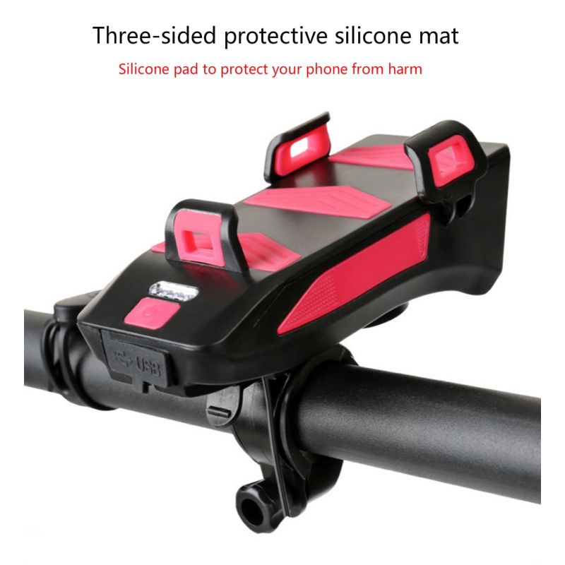 Multifunktionel cykellampe 800 lumens LED cykellys med powerbank telefonholder og cykelhorn til natcykling