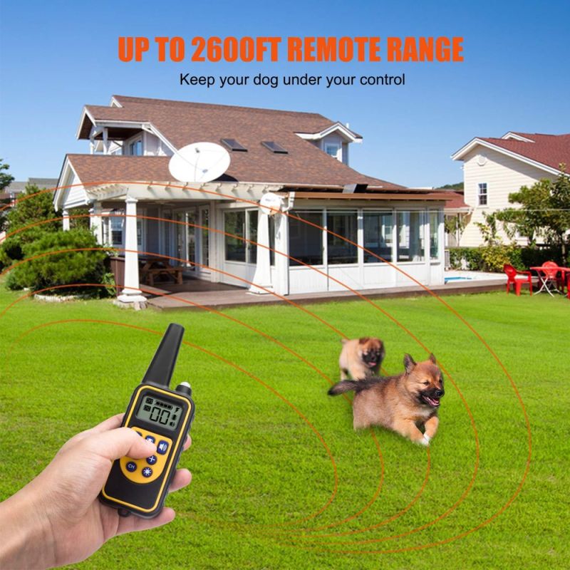 Nyt 800yd elektrisk hundetræningshalsbånd med justerbare stødniveauer LCD display vandtæt og genopladeligt