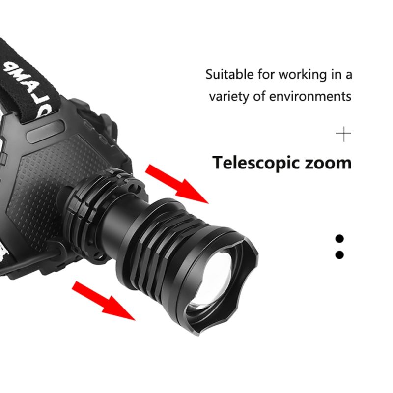 Mest kraftfulde XHP70 LED forlygte 8000 lumen USB genopladelig IPX5 vandtæt perfekt til natfiskeri