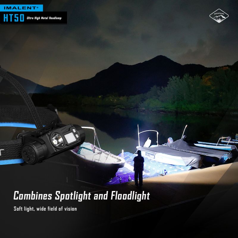 IMALENT HT50 LED-forlygte to lyskilder udendørs høj lumen vandtæt genopladeligt batteri eventyrforlygte