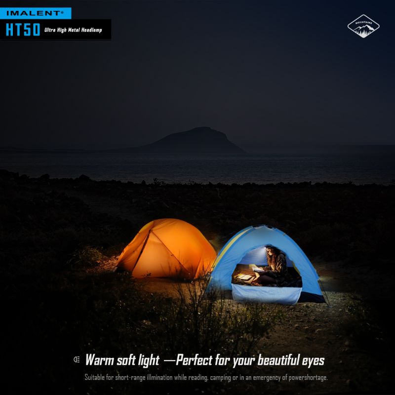 IMALENT HT50 LED-forlygte to lyskilder udendørs høj lumen vandtæt genopladeligt batteri eventyrforlygte