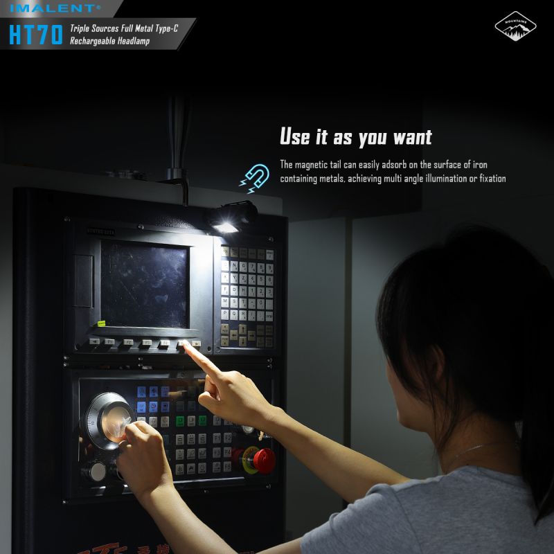 IMALENT HT70 pandelampe 3500 lumen genopladelig ergonomisk design tredobbelte lyskilder til udendørs eventyr