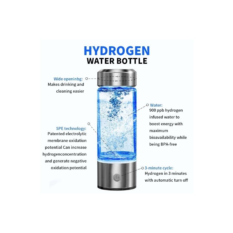 Bærbar Hydrogen Generator Vandflaske 420ml for Sundhed og Velvære med Superantioxidanter og Cellulær Sundhed