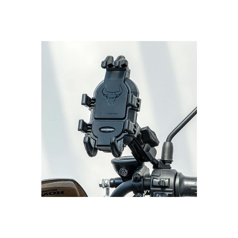 ROCKBROS Justerbar Telefonholder til Motorcykel Roterbar Aluminiums Cykeltelefonholder Silikone Stødabsorbering