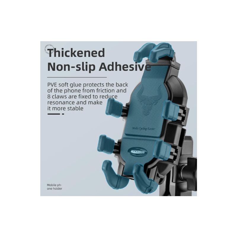 ROCKBROS Justerbar Telefonholder til Motorcykel Roterbar Aluminiums Cykeltelefonholder Silikone Stødabsorbering