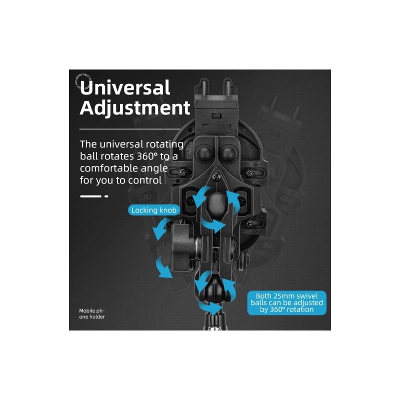 ROCKBROS Justerbar Telefonholder til Motorcykel Roterbar Aluminiums Cykeltelefonholder Silikone Stødabsorbering