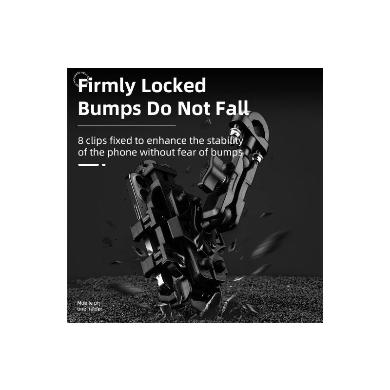 ROCKBROS Justerbar Telefonholder til Motorcykel Roterbar Aluminiums Cykeltelefonholder Silikone Stødabsorbering