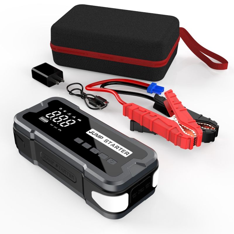 Jump Starter Power Bank Bærbar Oplader 2000A Spidsstrøm 8000mAh Til Bilbatteriproblemer Dækpumpning 150PSI