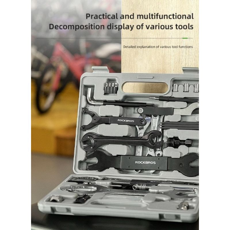 ROCKBROS Cykelreparationsværktøj Integreret Cykelværktøjssæt Holdbart Kulstofstålværktøj til Seriøse Cykling