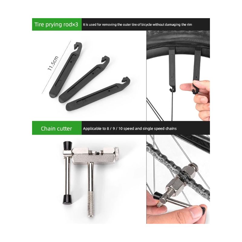 ROCKBROS Cykelreparationsværktøj Integreret Cykelværktøjssæt Holdbart Kulstofstålværktøj til Seriøse Cykling