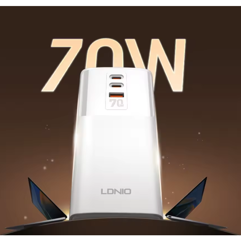 LDNIO Strømkube 70W Opladerstation | Multi-stik, USB-C/A | Universaladapter UK/US/EU | Hjemmekontor