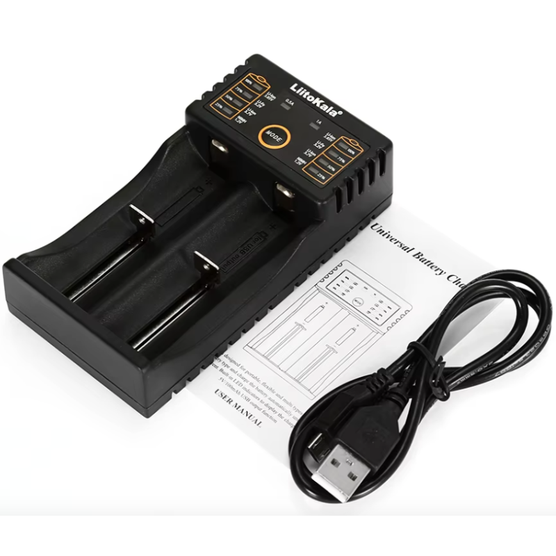 Liitokala Lii-202 smart oplader med dobbelt opladningskanaler og mikro-computer styring kompatibel med 18650 26650