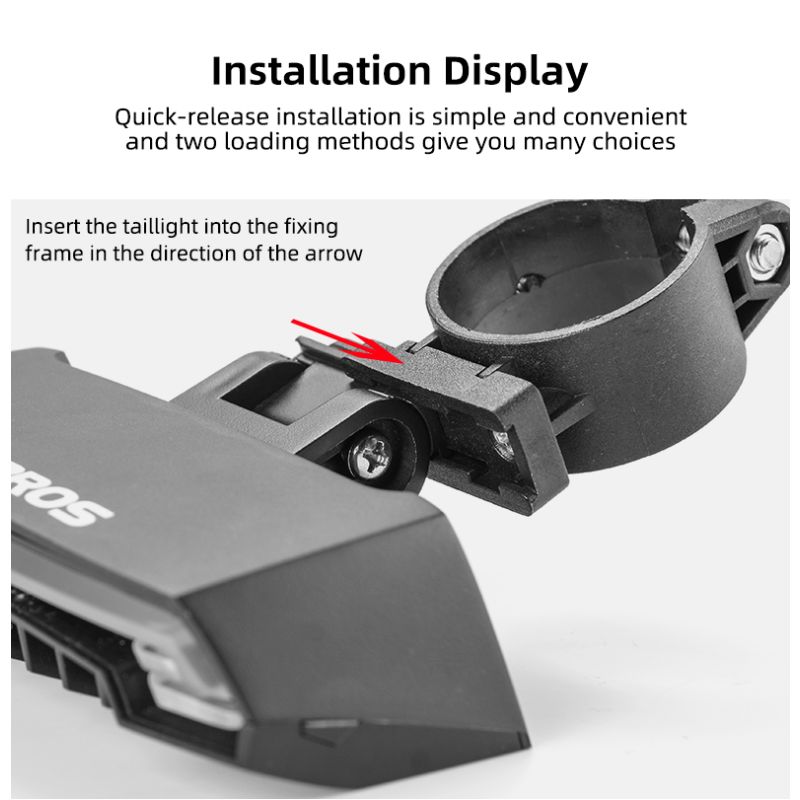 ROCKBROS LKWD-R1 cykellygte smart USB LED cykelbaglygte med trådløs fjernbetjening til cykelsikkerhed