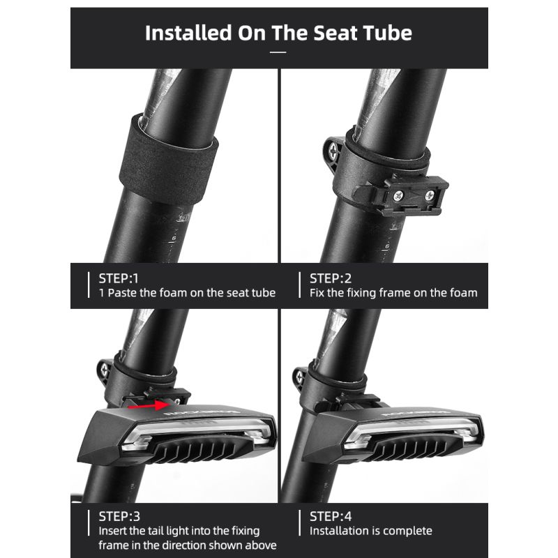 ROCKBROS LKWD-R1 cykellygte smart USB LED cykelbaglygte med trådløs fjernbetjening til cykelsikkerhed
