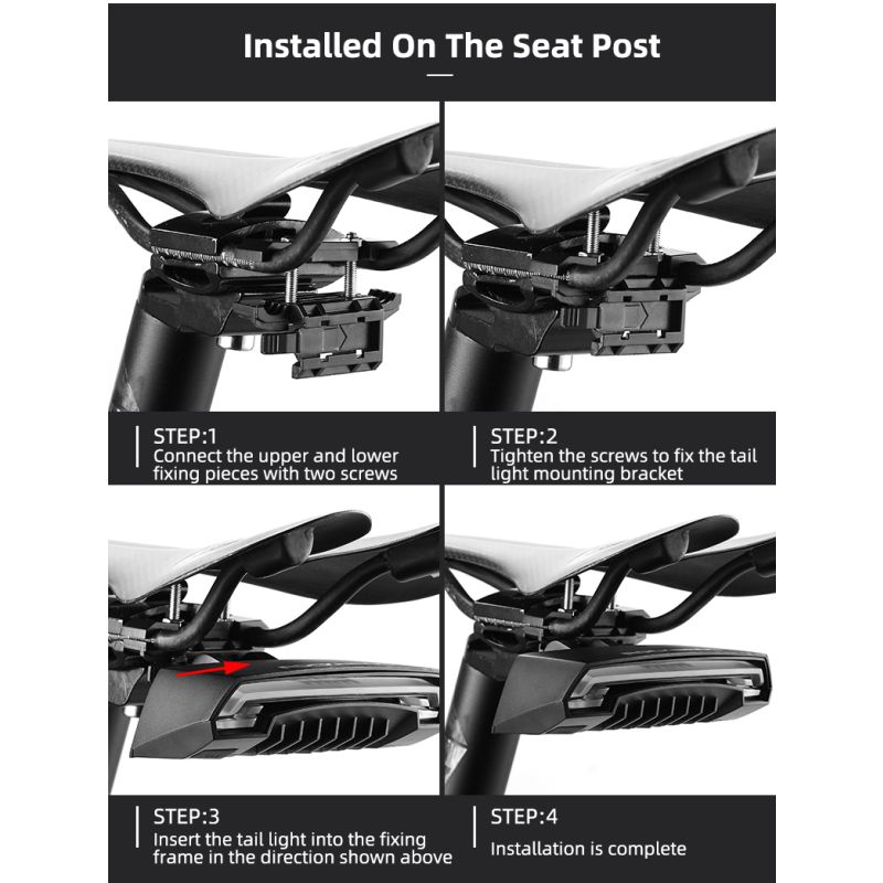 ROCKBROS LKWD-R1 cykellygte smart USB LED cykelbaglygte med trådløs fjernbetjening til cykelsikkerhed