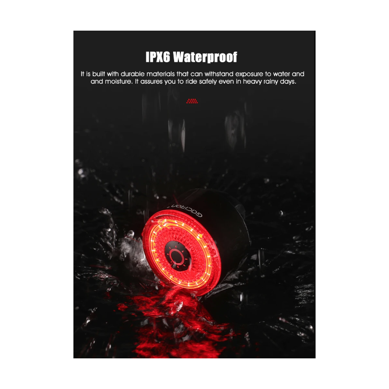 Gaciron cykelbaglygte LOOP-100 høj lysstyrke med bremsesensor ideel til bycykling og landevejscykling