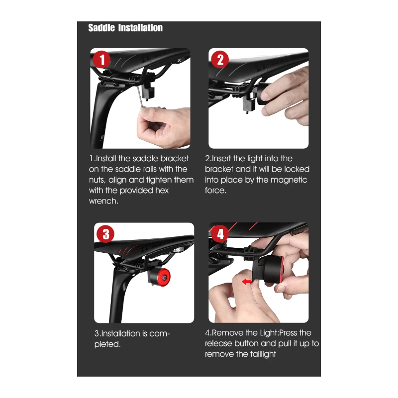 Gaciron cykelbaglygte LOOP-100 høj lysstyrke med bremsesensor ideel til bycykling og landevejscykling