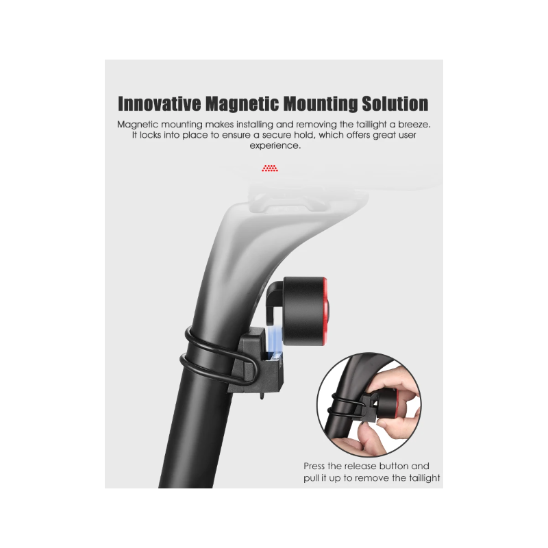 Gaciron cykelbaglygte LOOP-100 høj lysstyrke med bremsesensor ideel til bycykling og landevejscykling