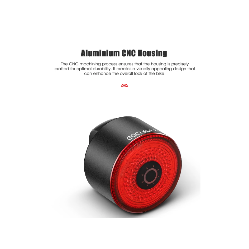 Gaciron cykelbaglygte LOOP-100 høj lysstyrke med bremsesensor ideel til bycykling og landevejscykling