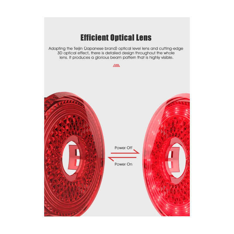 Gaciron cykelbaglygte LOOP-100 høj lysstyrke med bremsesensor ideel til bycykling og landevejscykling