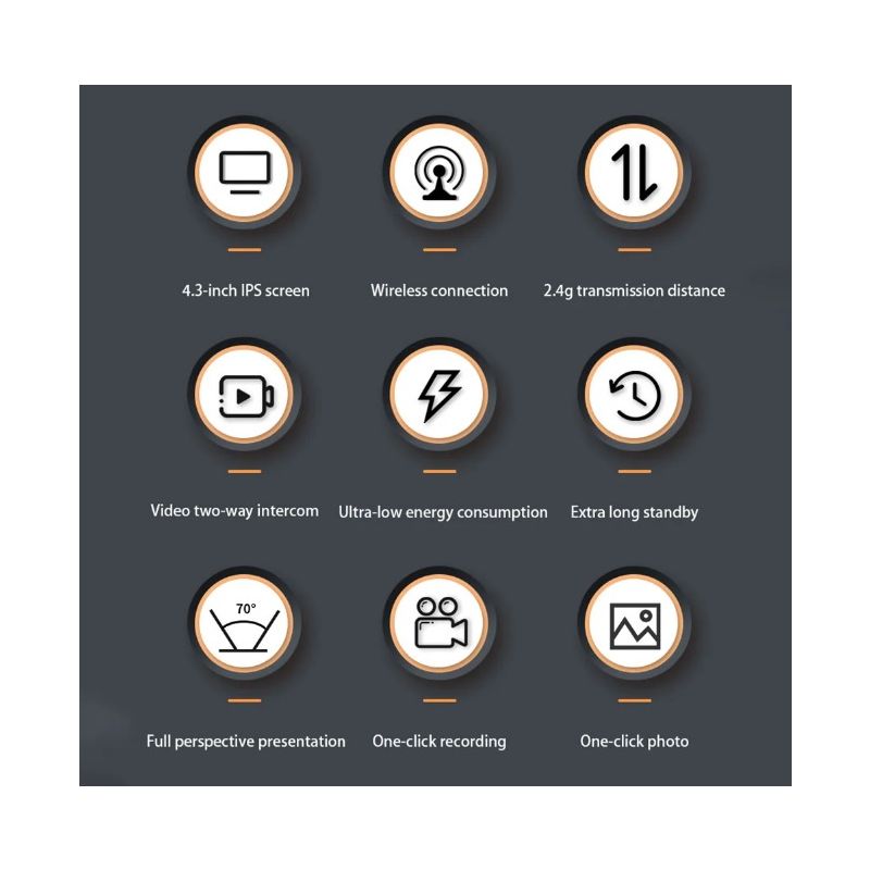 M12 Trådløs Videodørklokke med 4,3'' IPS Skærm og Avancerede Dørklokkefunktioner Problemfri Installation