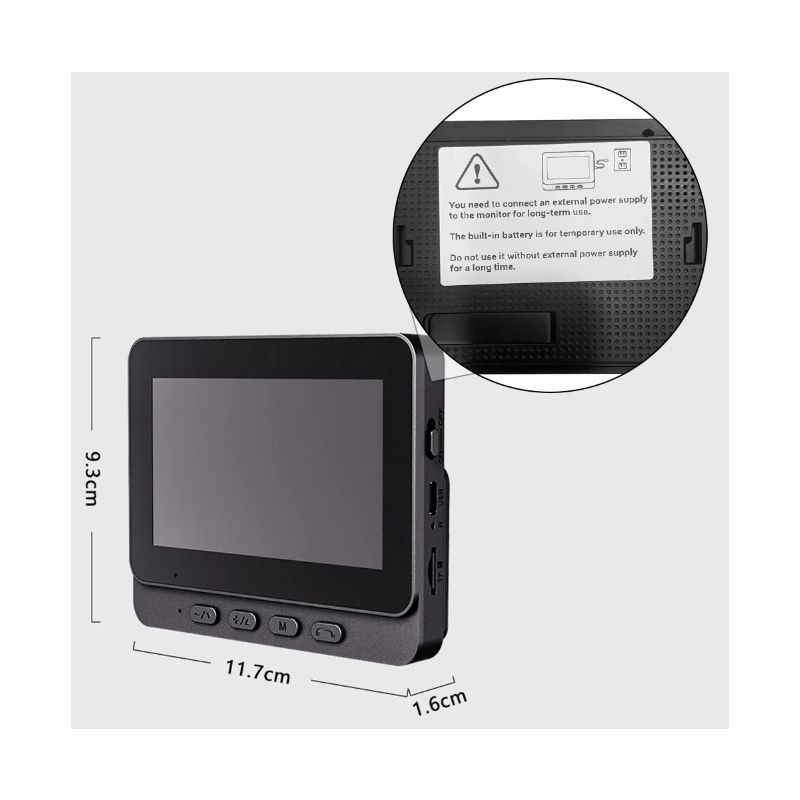 M12 Trådløs Videodørklokke med 4,3'' IPS Skærm og Avancerede Dørklokkefunktioner Problemfri Installation