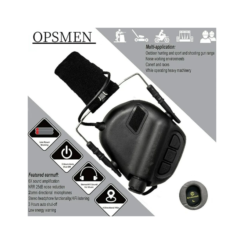 Oplev EARMOR M31 MOD4 taktiske ørekopper med lydforstærkning og støjreduktion til udendørs jagt og skydning