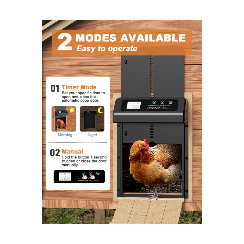 Automatisk hønsegårdsdøråbner med indbygget timer til nem hønsegårdsstyring vejrbestandig og holdbar konstruktion