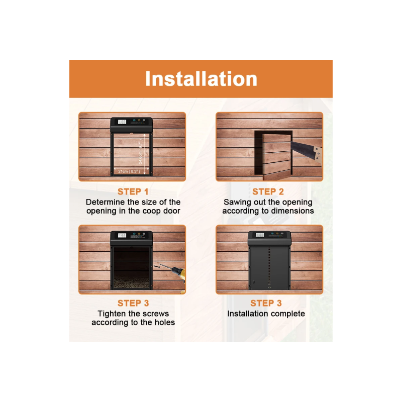 Automatisk hønsegårdsdøråbner med indbygget timer til nem hønsegårdsstyring vejrbestandig og holdbar konstruktion